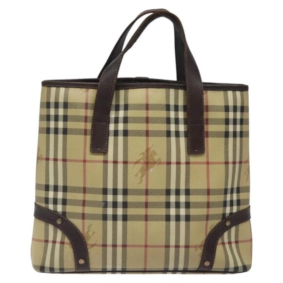 BURBERRY Nova Check Hand Bag PVC Beige Auth - Picture 10 of 14